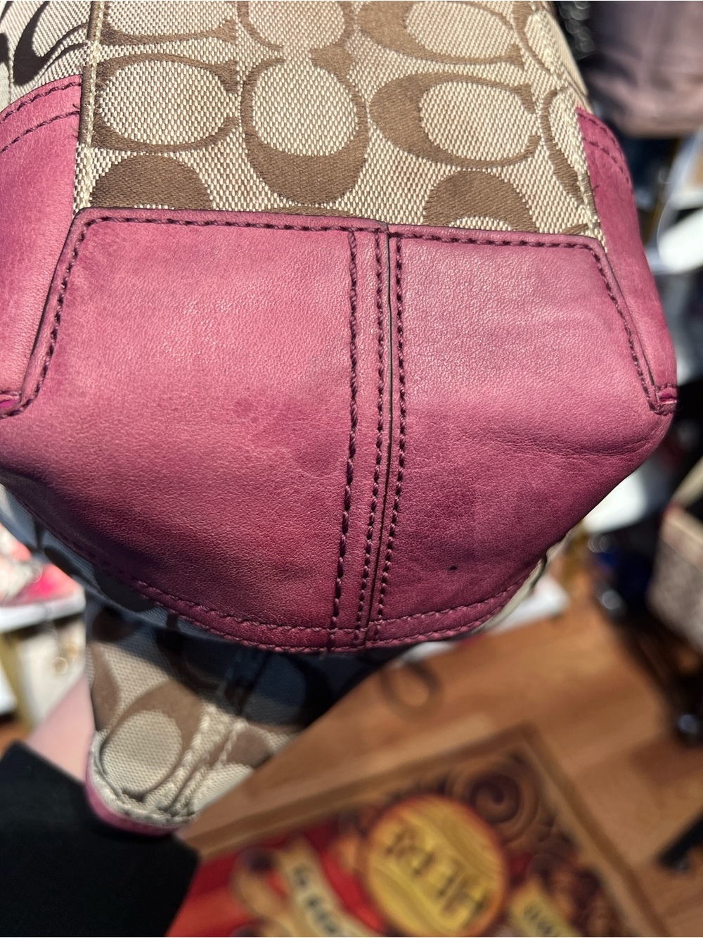 Coach Bleecker signature canvas tote bag with burgundy leather trim - Picture 10 of 10